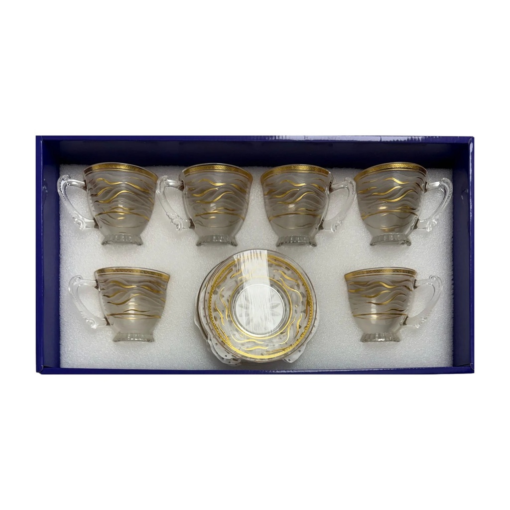 Gilded Golden Swirl Tea Cups, Set of 6