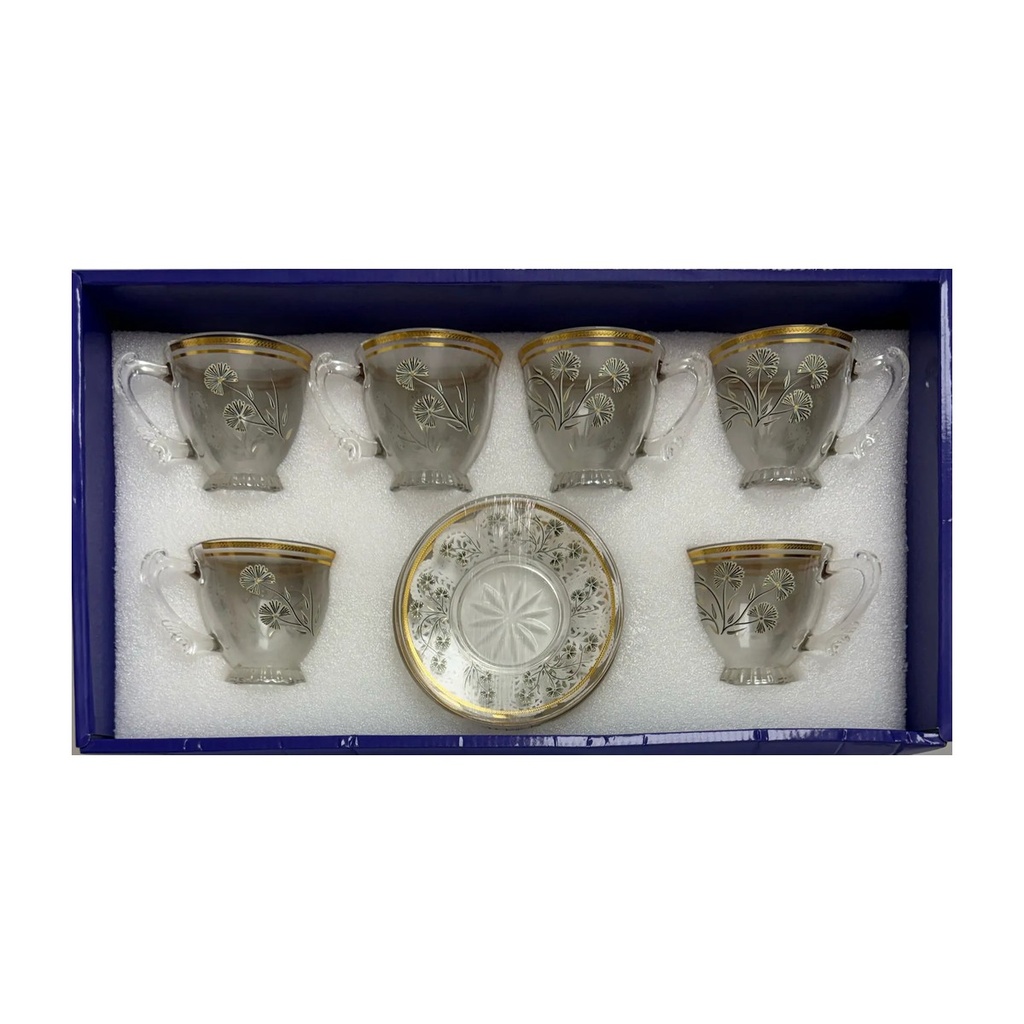 Gilded Dandelion Glass Tea Cup, Set of 6