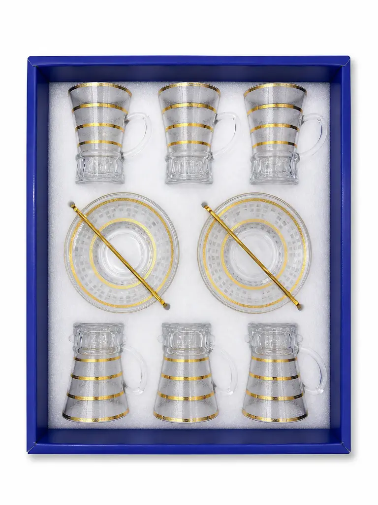 Stripped Gold Tea Cup, Set of 6