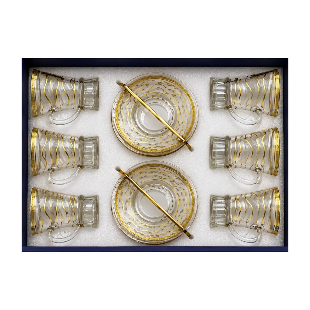 Gold Cascade Wave Tea Cups, Set of 6