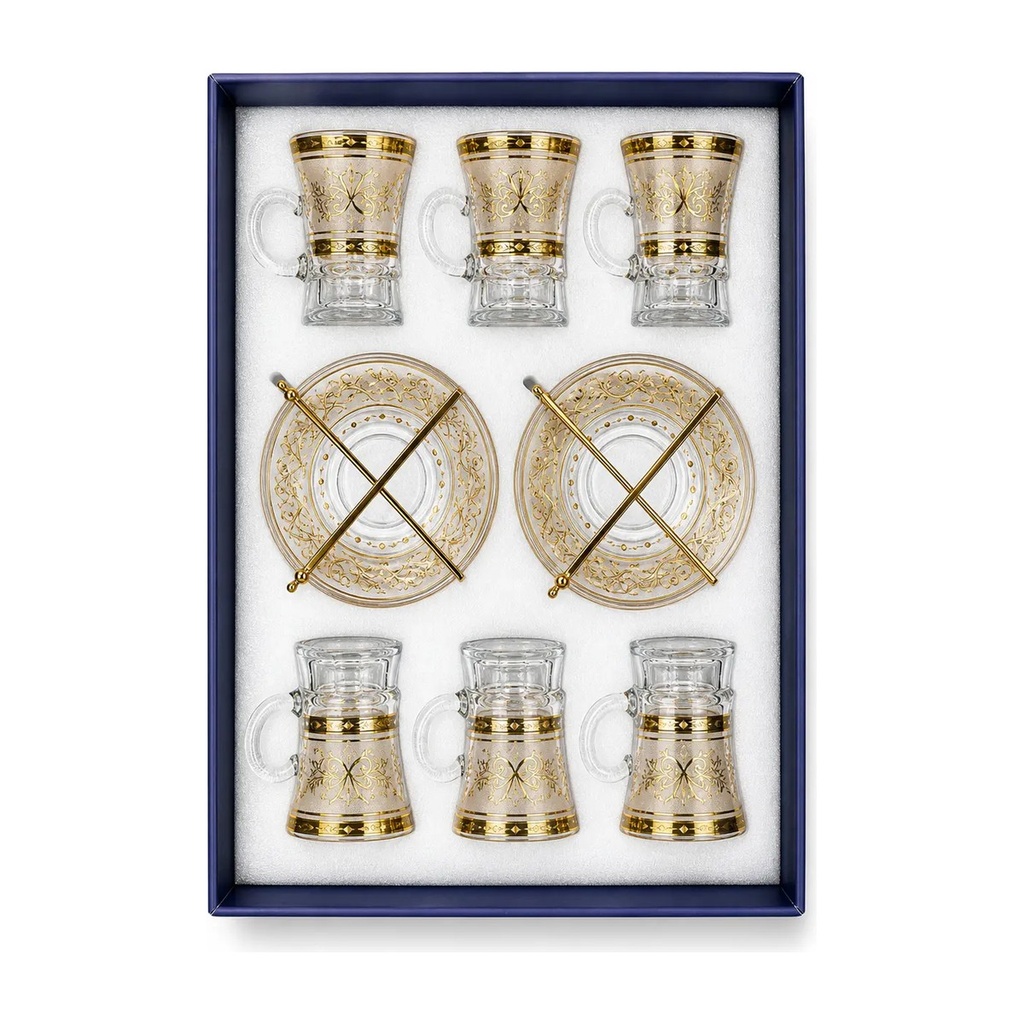 Amber Gold Scroll Tea Cup, Set of 6