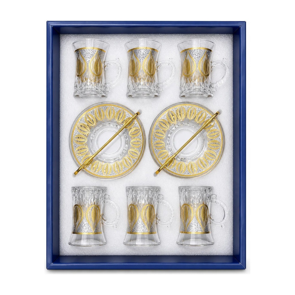Gilded Petal Medallion Tea Cup, Set of 6