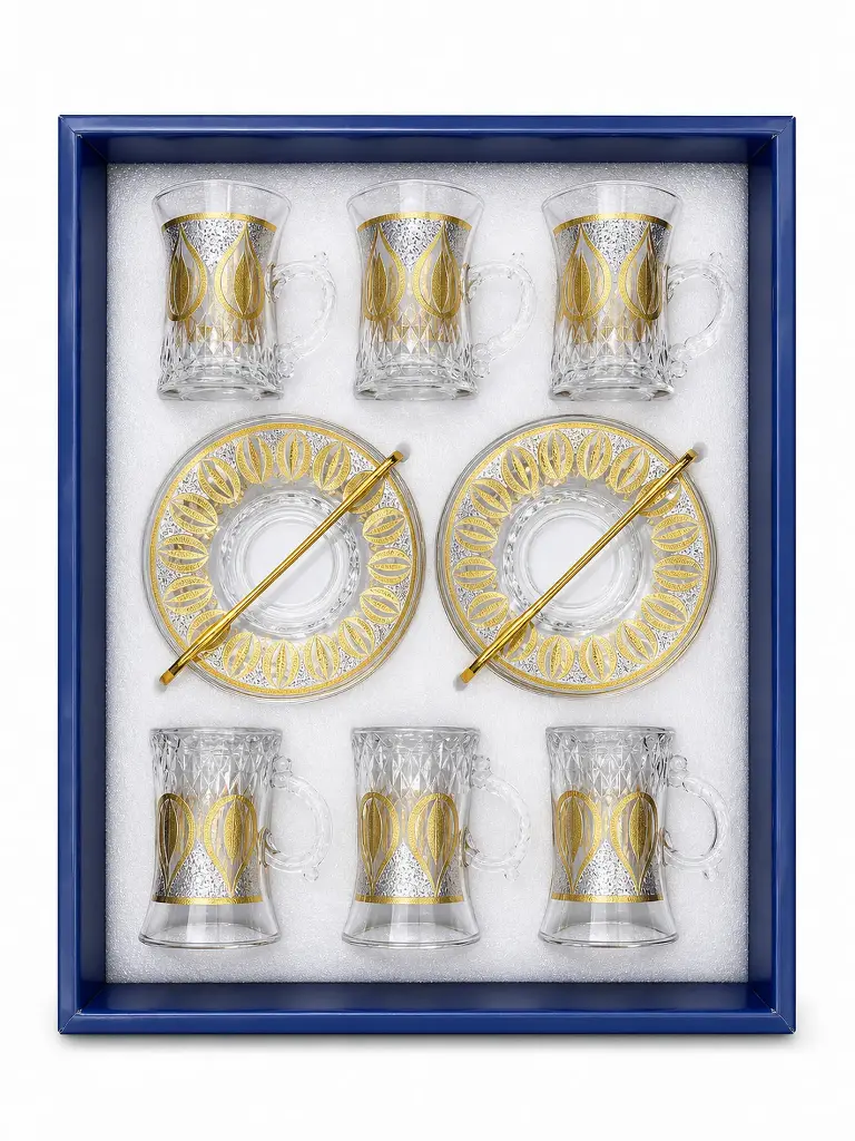 Gilded Petal Medallion Tea Cup, Set of 6
