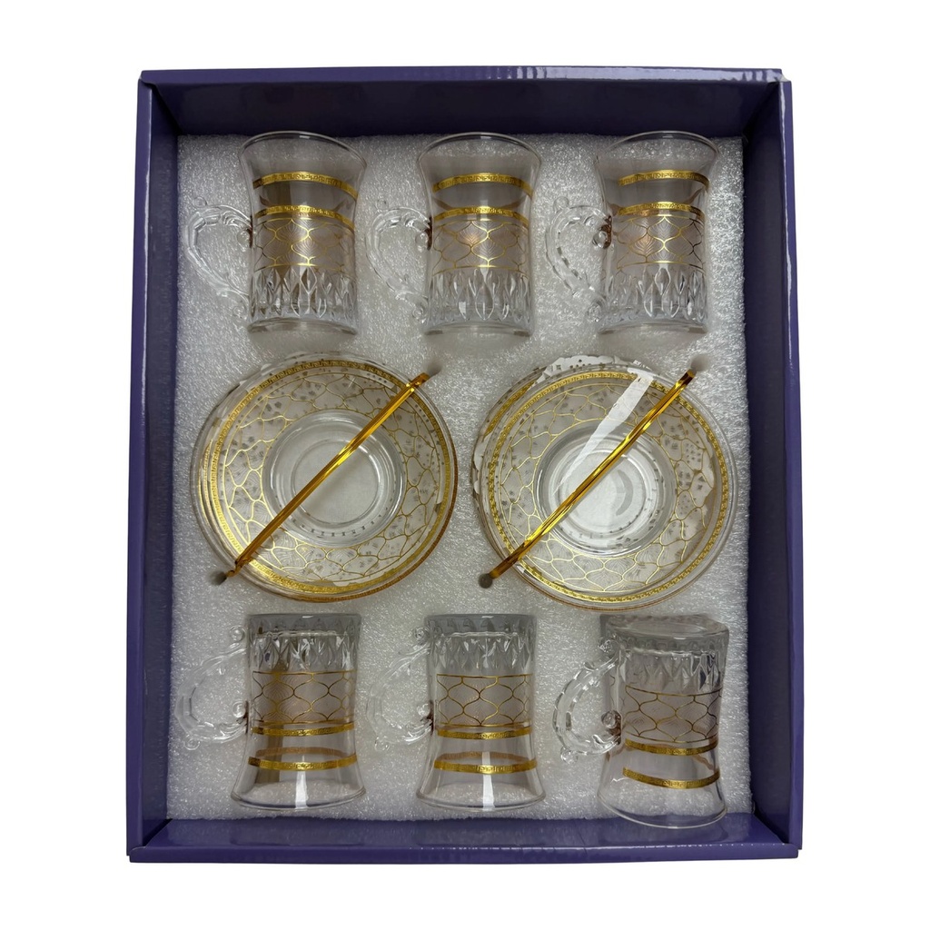 Gold Honeycomb Tea Cup, Set of 6