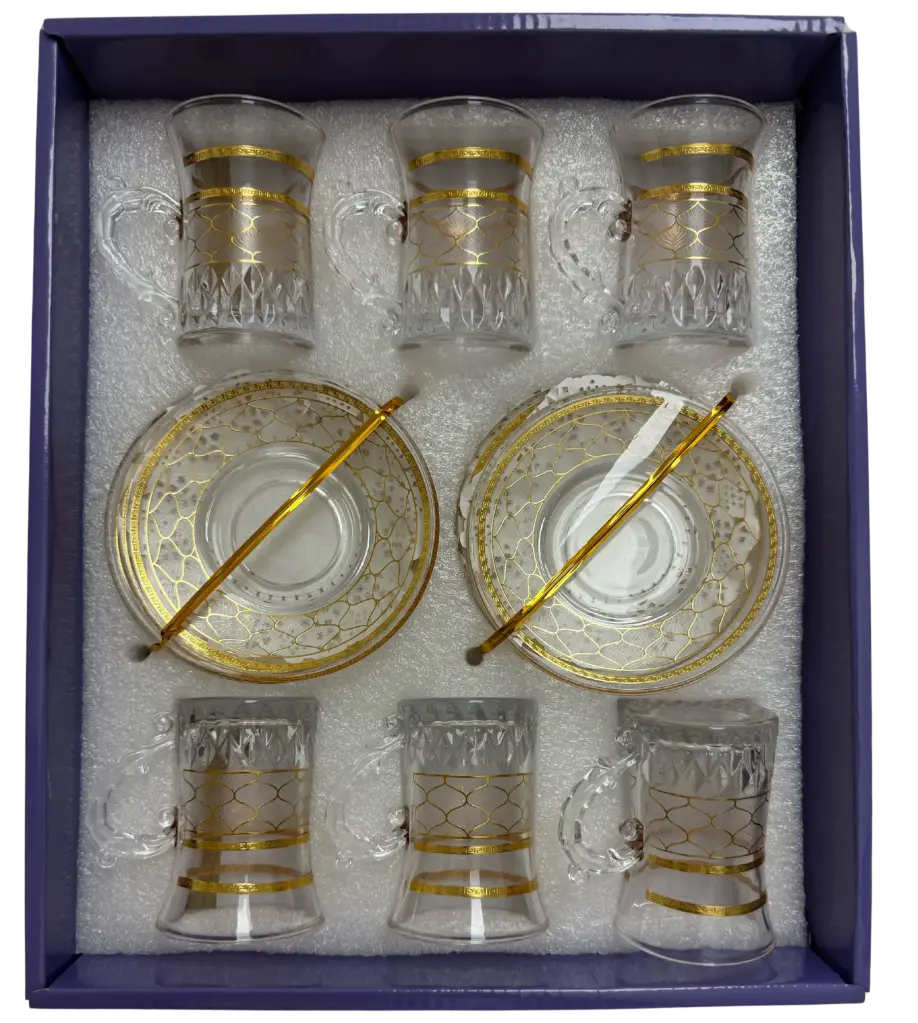 Gold Honeycomb Tea Cup, Set of 6