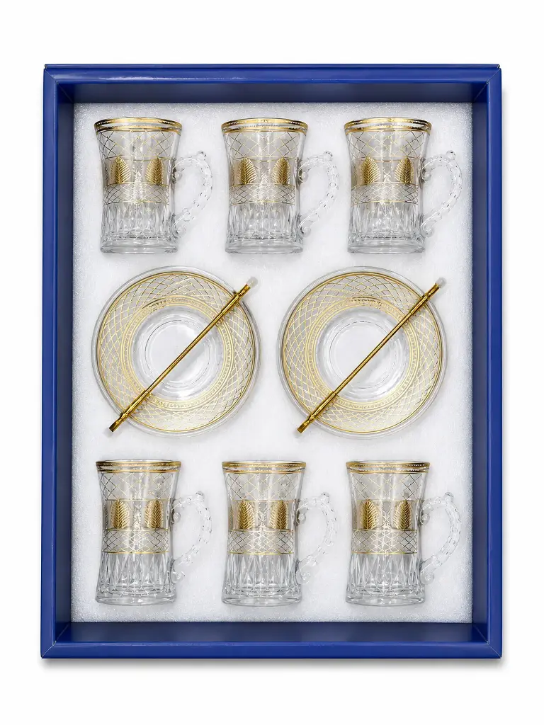 Amber Gold Leaf Tea Cup, Set of 6
