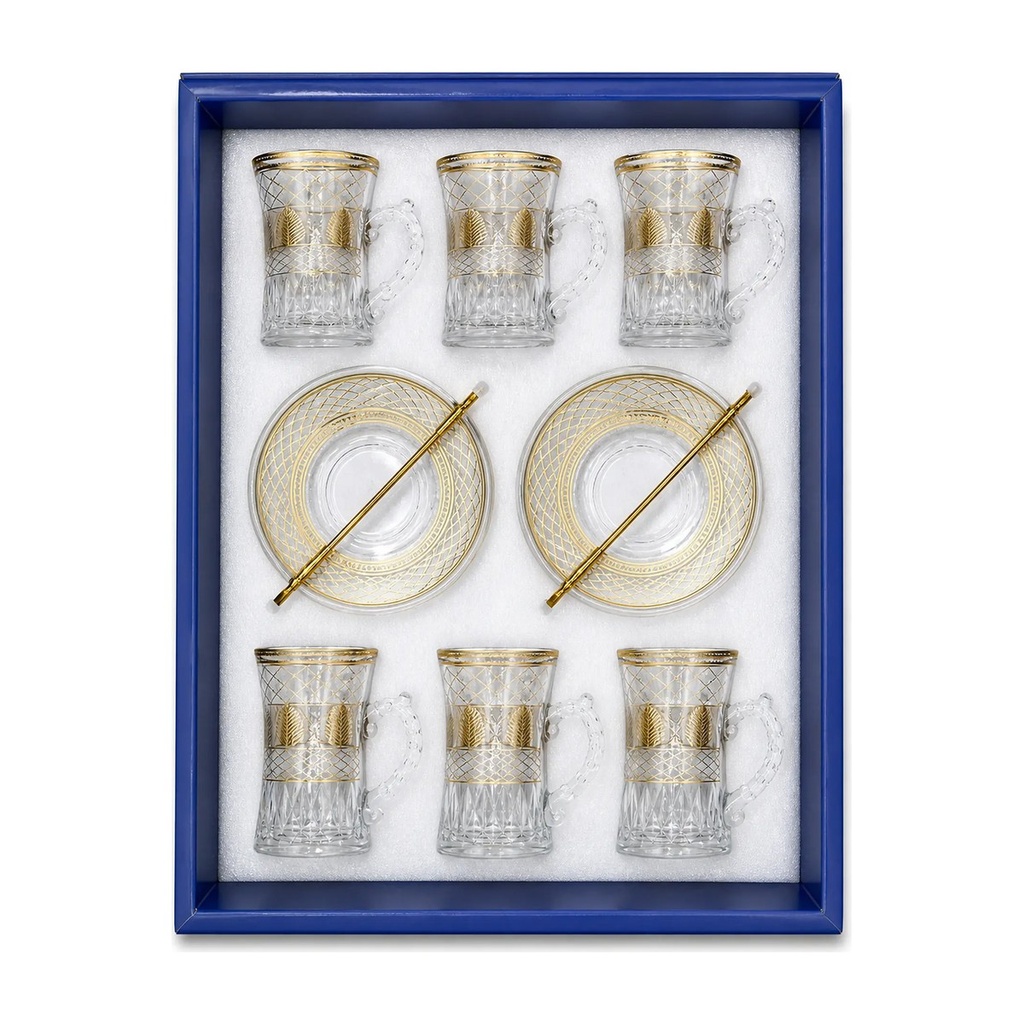 Amber Gold Leaf Tea Cup, Set of 6