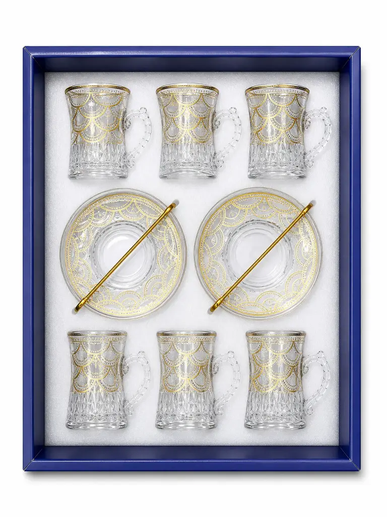 Gilded Gold Lace Tea Cup, Set of 6