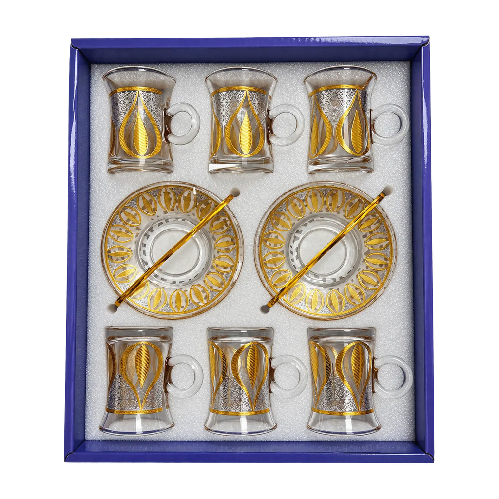 Golden Teardrop Tea Cup, Set of 6