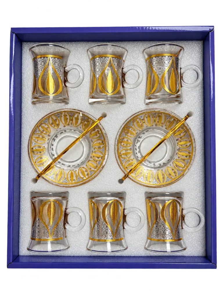 Golden Teardrop Tea Cup, Set of 6