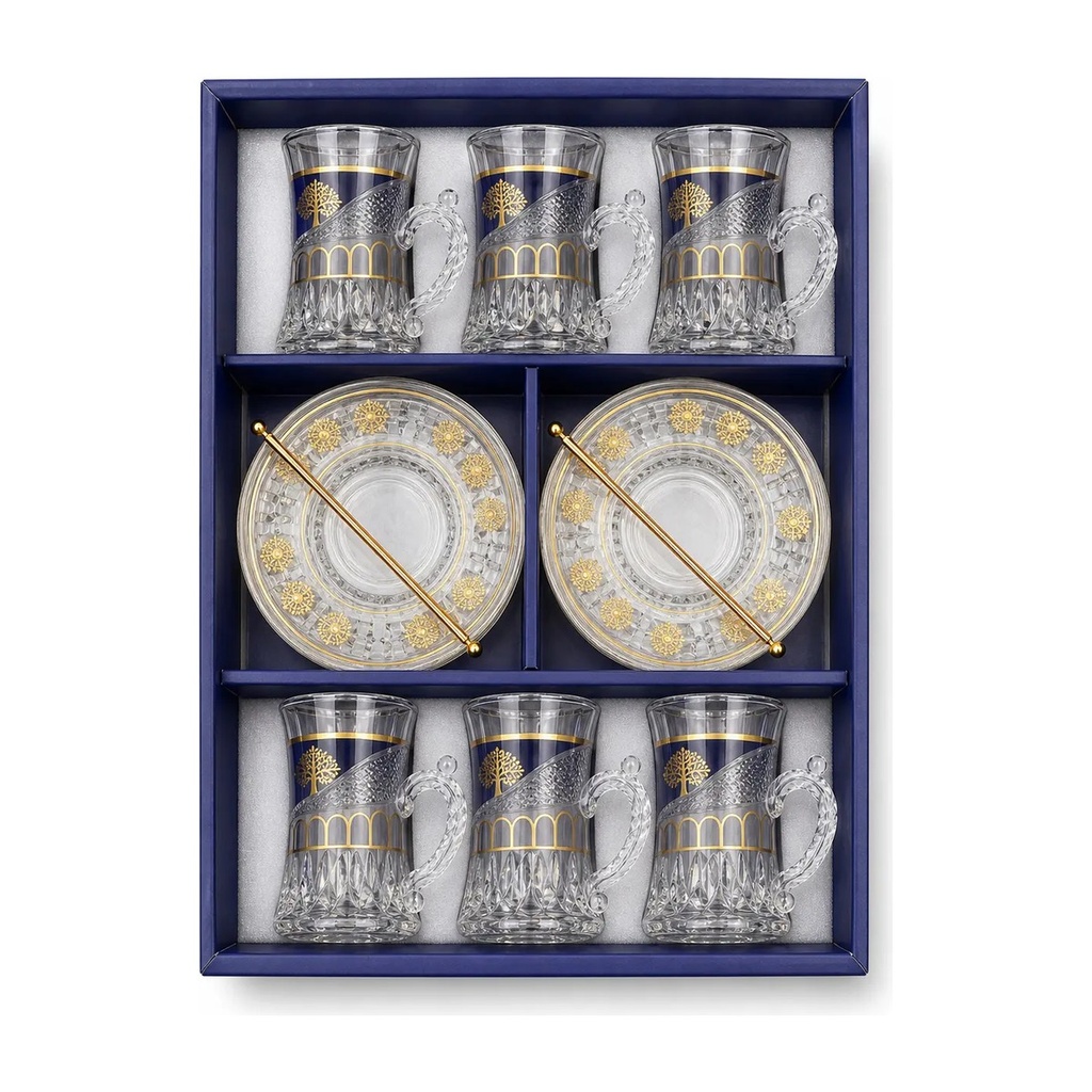 Navy and Gold Tree Tea Cup, Set of 6