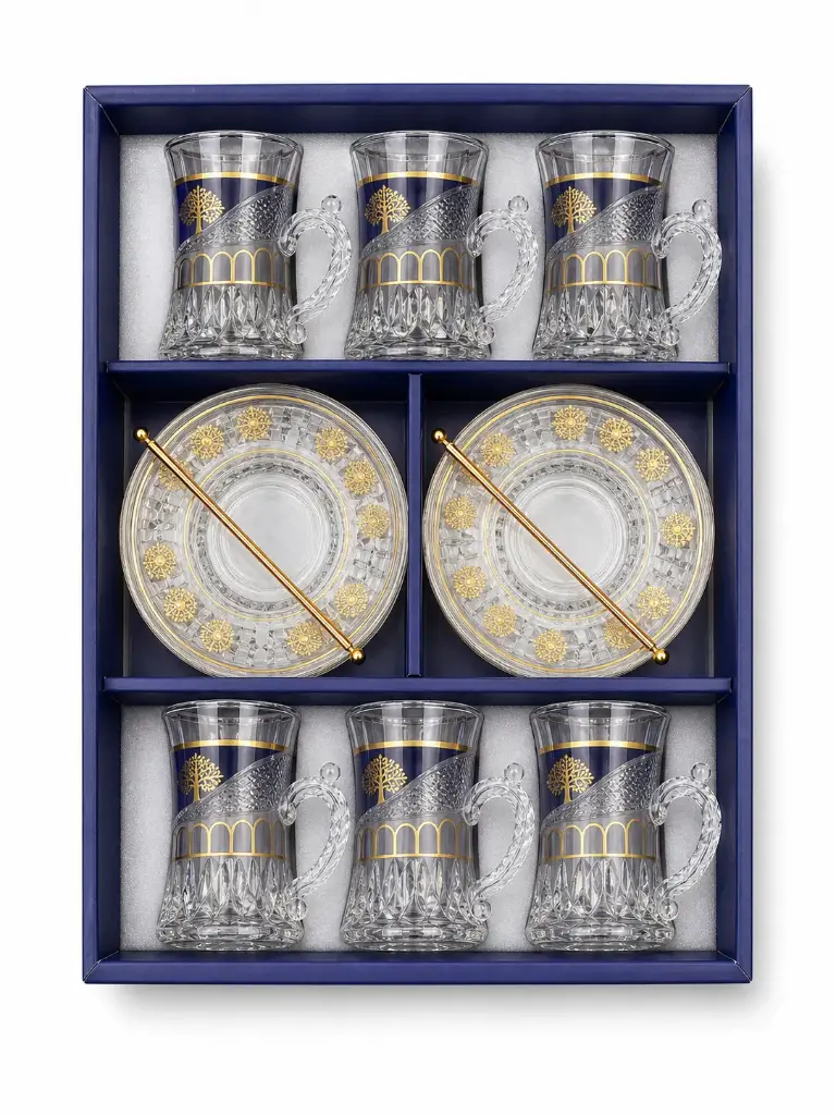 Navy and Gold Tree Tea Cup, Set of 6