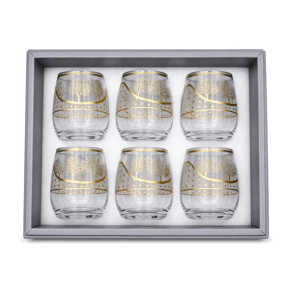 Golden Tree Glass Cup, Set of 6