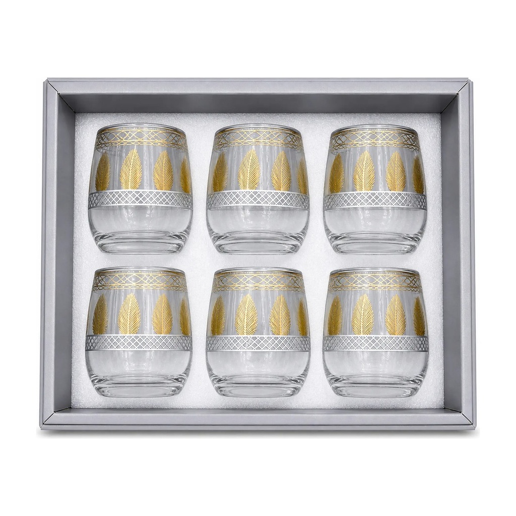 Gold Leaf Glass Cup, Set of 6