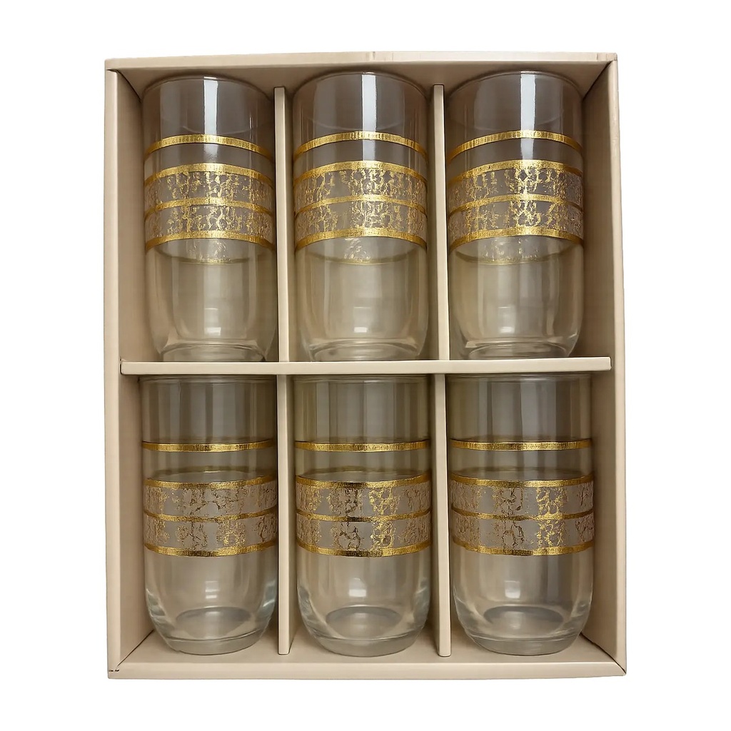 Golden Mosaic Glass Cup, Set of 6