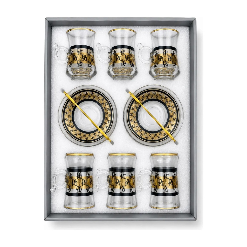 Gold and Black Dior Tea Cup, Set of 6