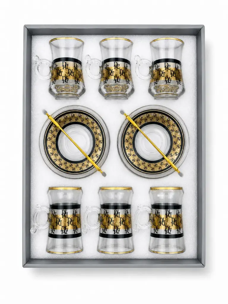 Gold and Black Dior Tea Cup, Set of 6