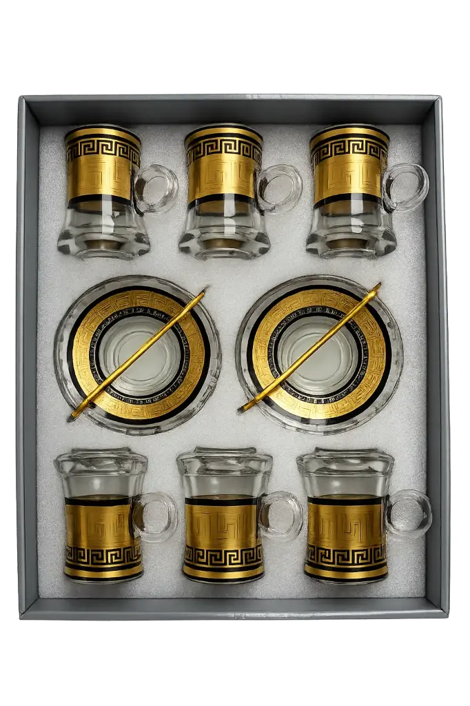 Gold and Black Greek T-Cup Set, 6-Piece