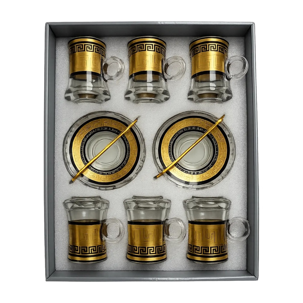 Gold and Black Greek T-Cup Set, 6-Piece
