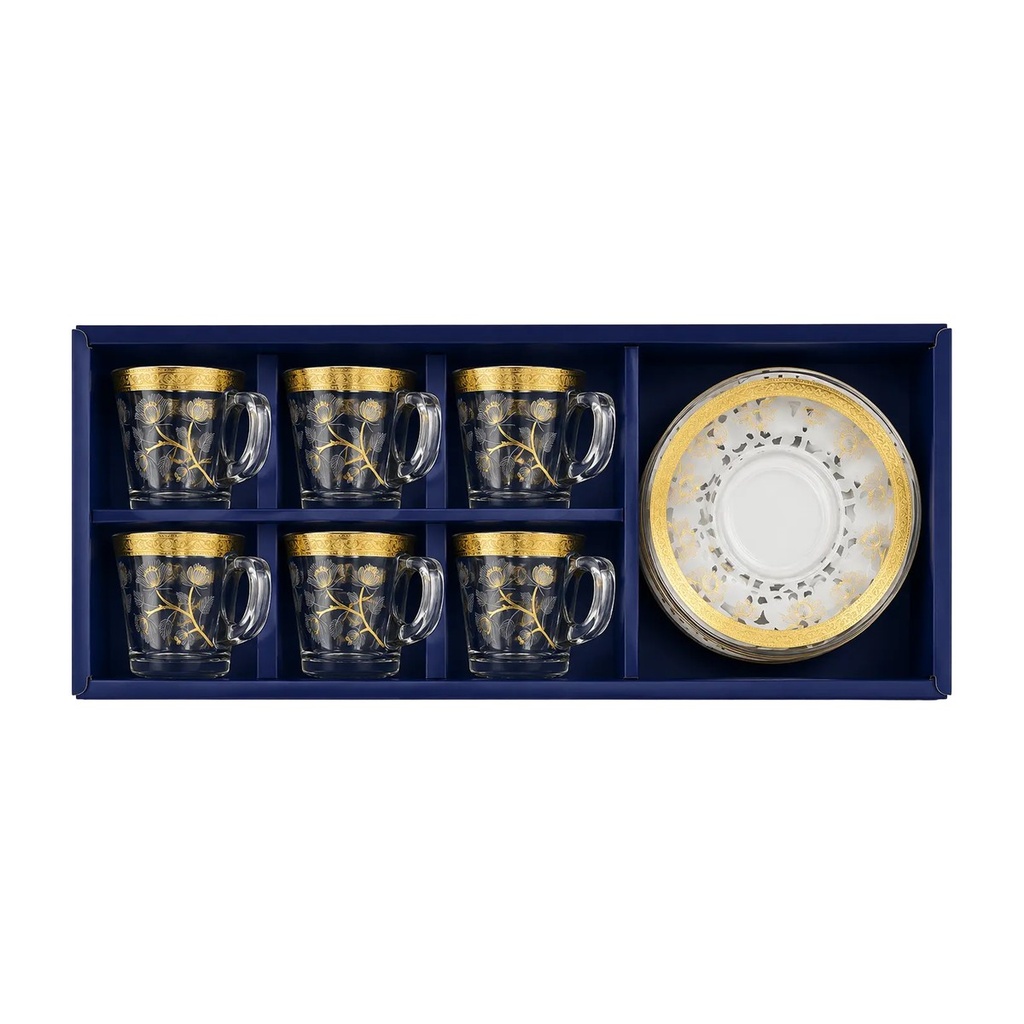 Gold Dandelion Vine Small Tea Cup, Set of 6