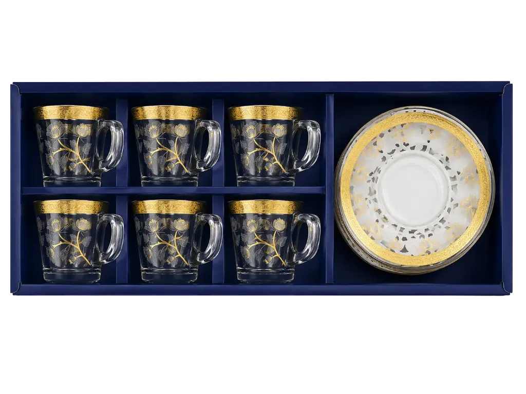 Gold Dandelion Vine Small Tea Cup, Set of 6
