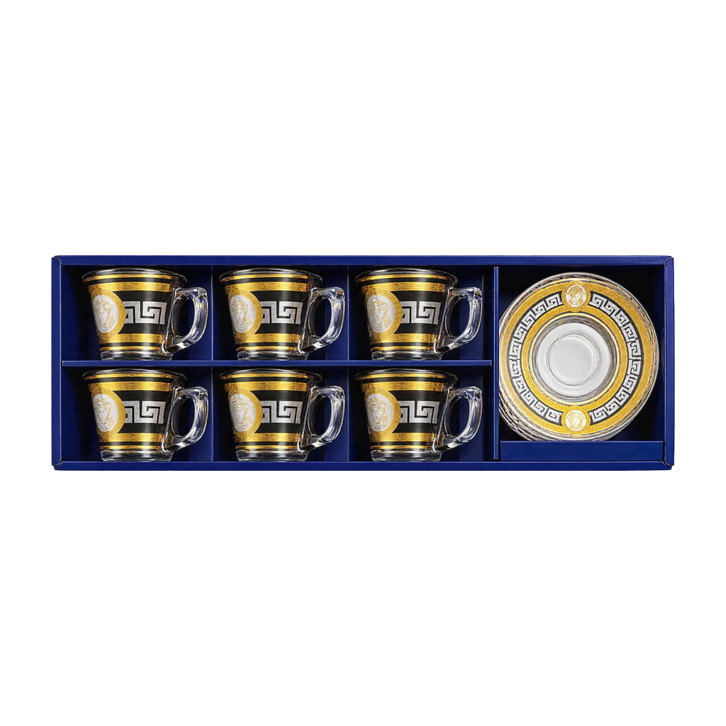 Medusa Gold & Black Espresso Cup, Set of 6