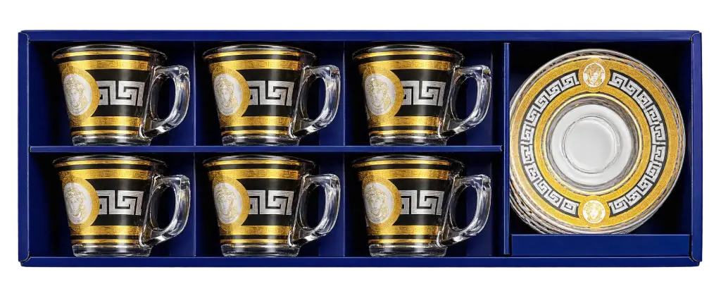 Medusa Gold & Black Espresso Cup, Set of 6