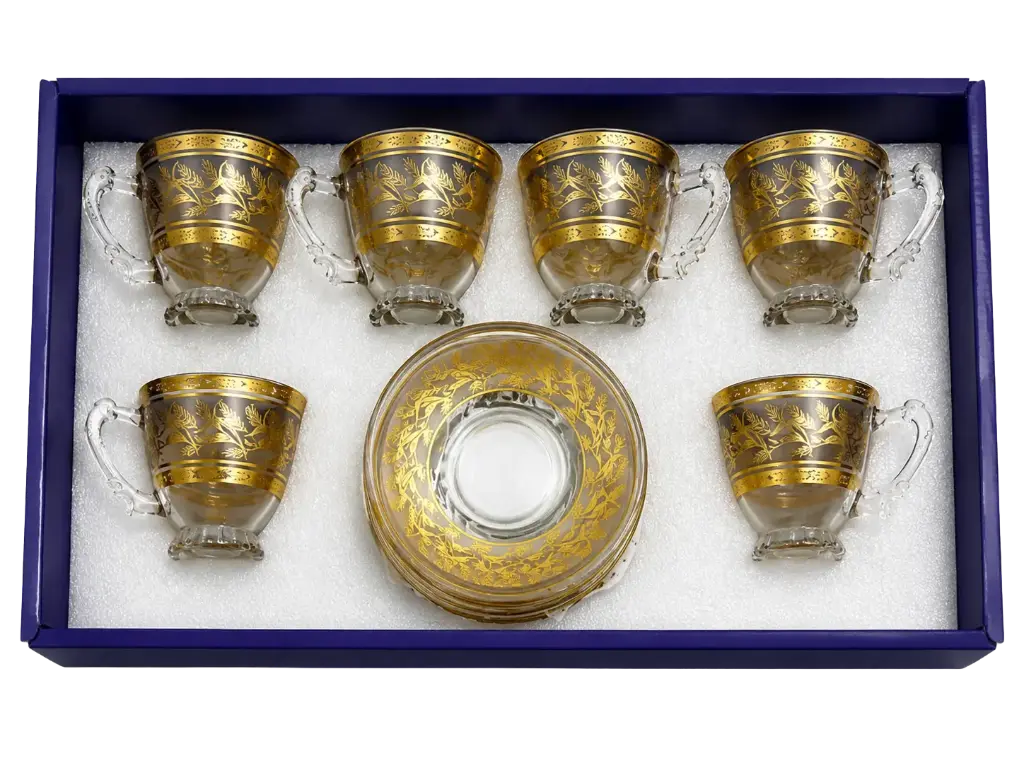Small Gold Vine Tea Cup, Set of 6