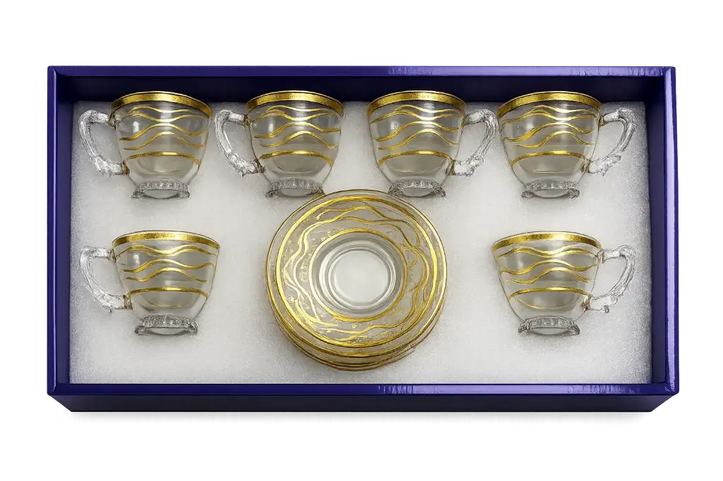 Small Gold Wave Tea Cup, Set of 6