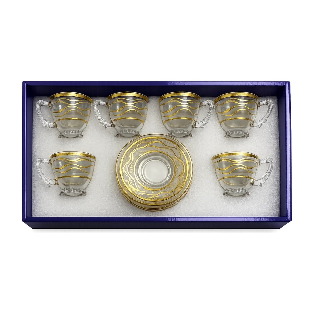 Small Gold Wave Tea Cup, Set of 6