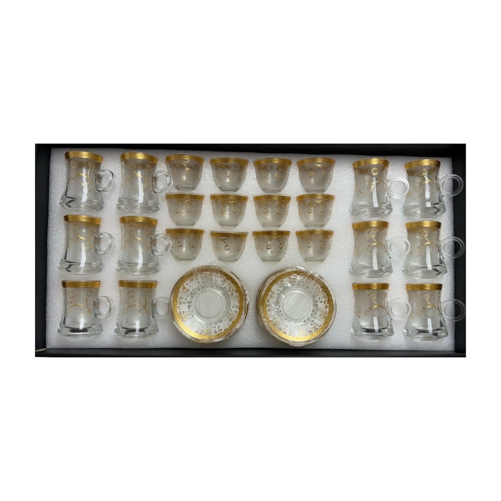 Grandeur Gold Flower Glassware Collection, Set of 24