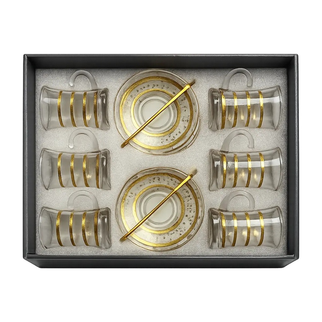 Gold Rim Glass Tea Cup - Set of 6