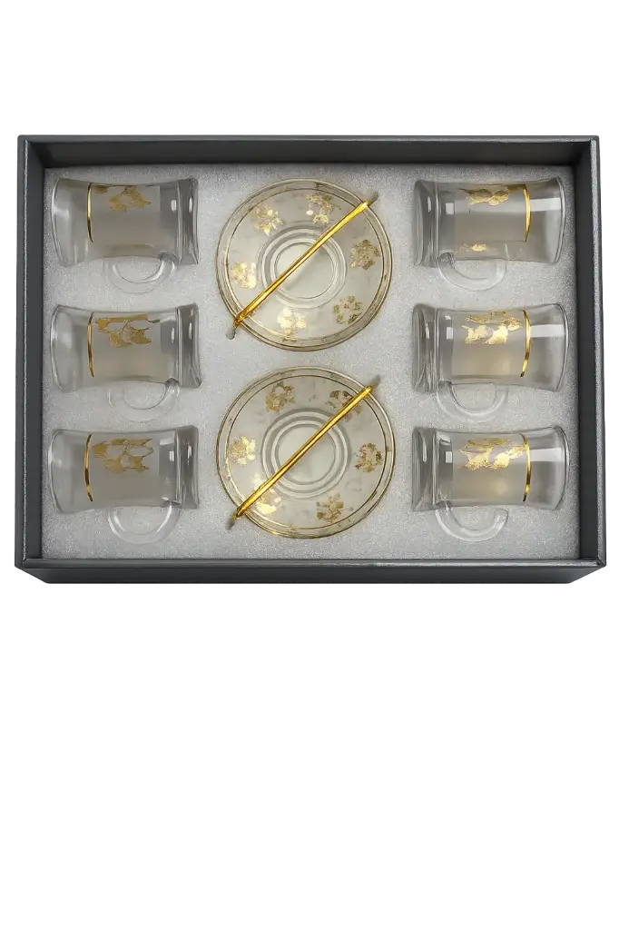 Gold Flake Frosted Tea Cup, Set of 6