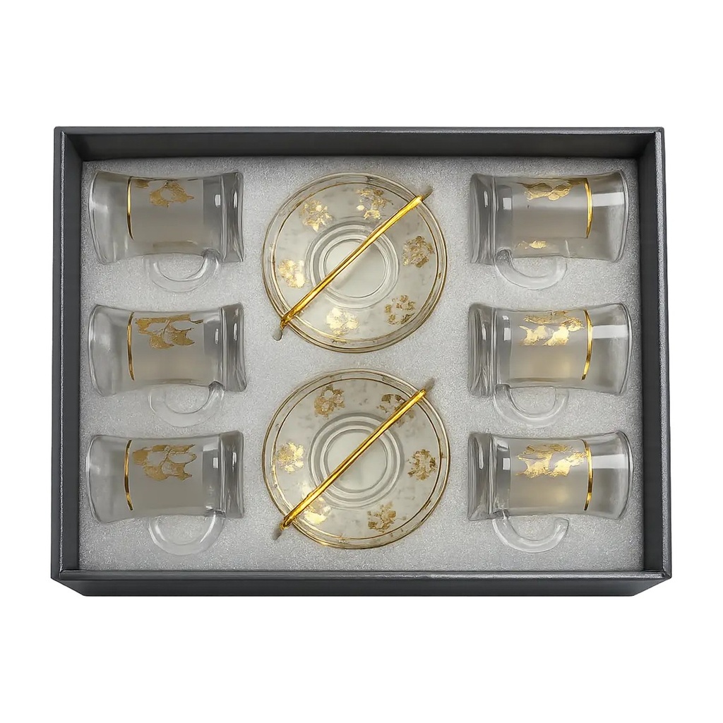 Gold Flake Frosted Tea Cup, Set of 6