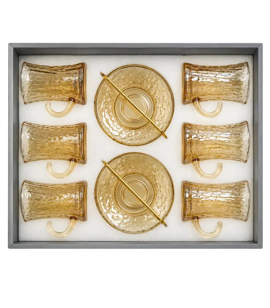 Amber Speckled Tea Cup Set, Set of 6