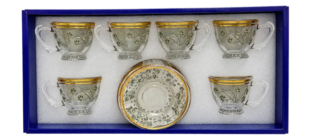Gold Rim Dandelion Tea Cup, Set of 6