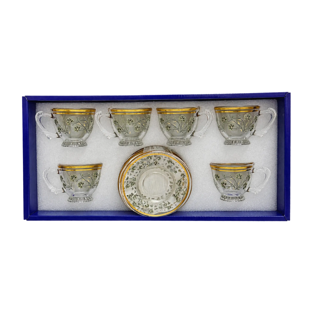 Gold Rim Dandelion Tea Cup, Set of 6