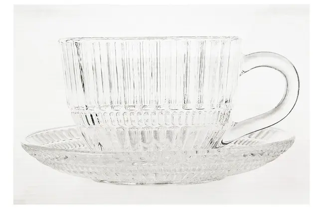 Tea Cups W Saucers Crystal Set of 6+6 