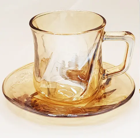Tea Cups w/ Saucers Crystal 6+6Pc 