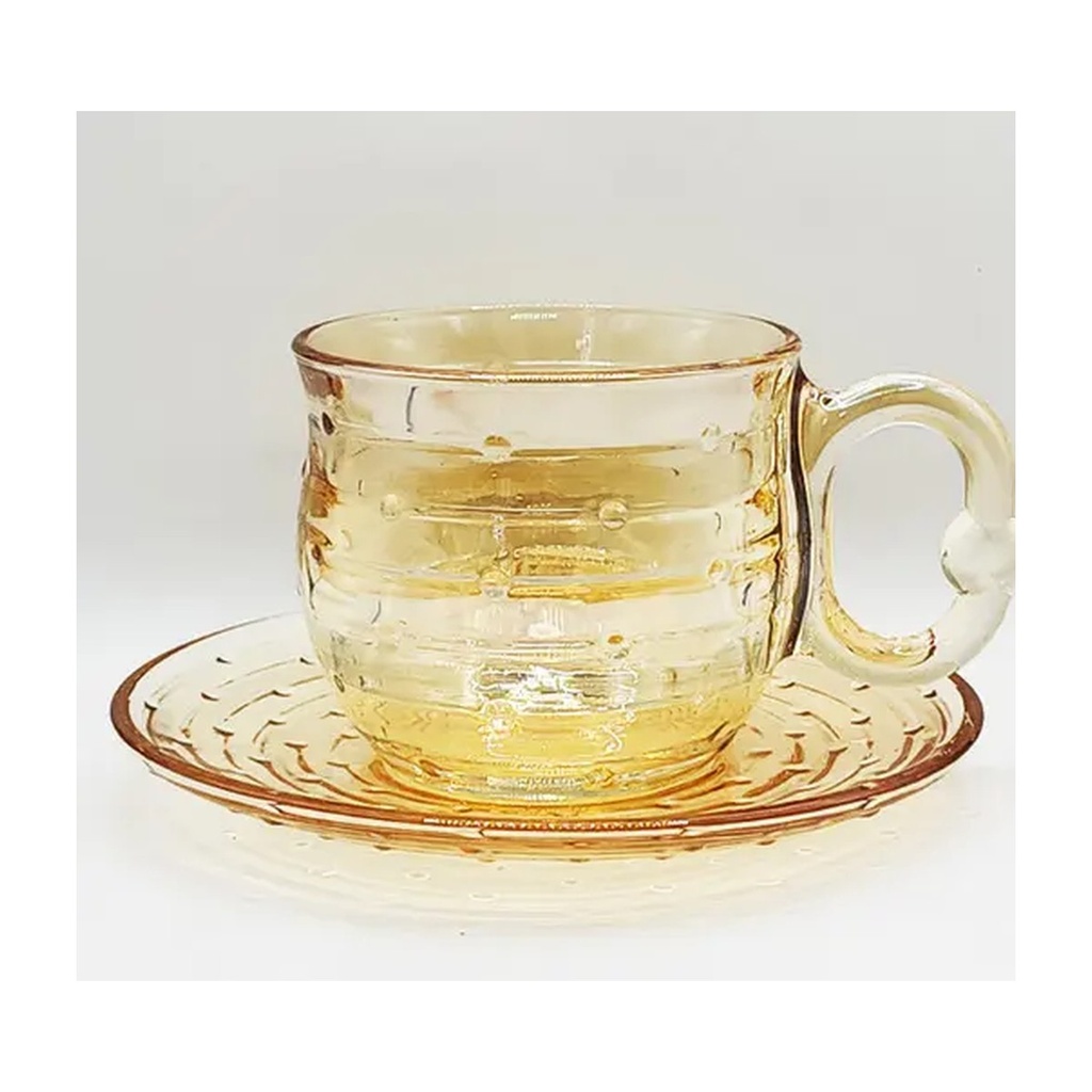 Tea Cups w/ Saucers Crystal 6+6 Pcs 