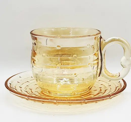 Tea Cups w/ Saucers Crystal 6+6 Pcs 