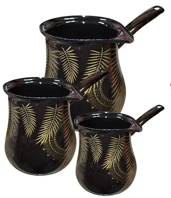 Coffee Pot w/lid Enamel Set of 3 (8,10,11)