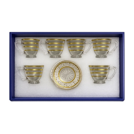[917549] Gold Stripe Frosted Small Tea Cup, Set of 6