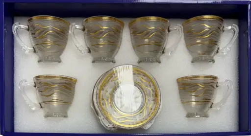 [917563] Gilded Golden Swirl Tea Cups, Set of 6