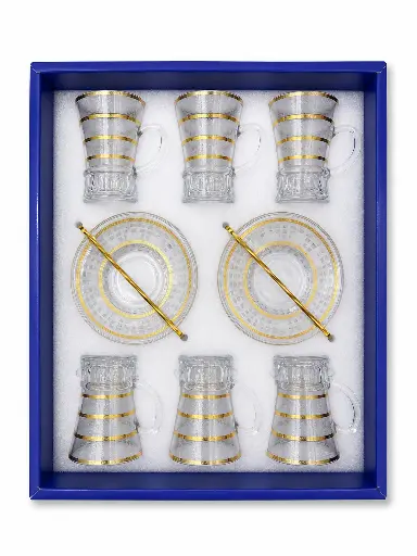 [917594] Stripped Gold Tea Cup, Set of 6