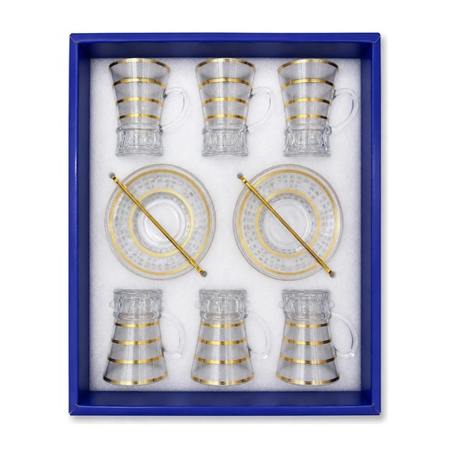 [917594] Stripped Gold Tea Cup, Set of 6