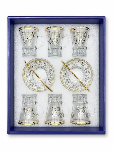 [917624] Gold Dandelion Tea Cup, Set of 6