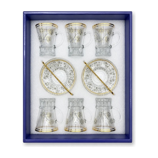 [917624] Gold Dandelion Tea Cup, Set of 6