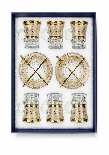 [917631] Amber Gold Scroll Tea Cup, Set of 6