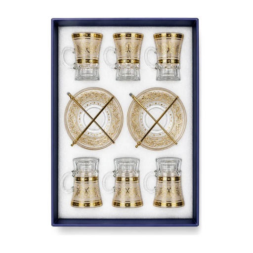 [917631] Amber Gold Scroll Tea Cup, Set of 6